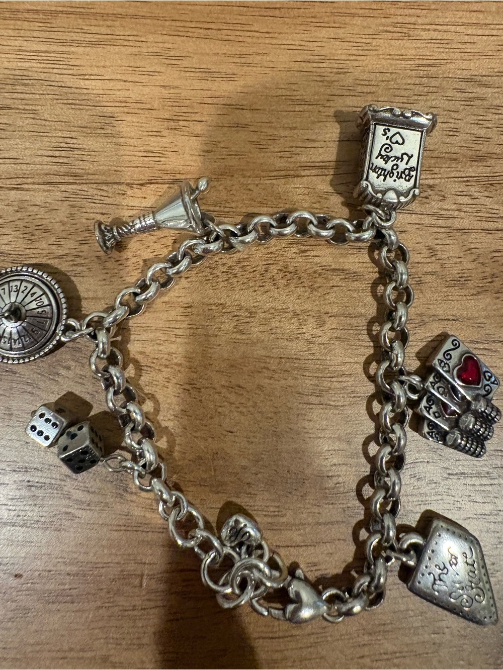 Brighton Silver Charm Bracelet with Red Heart Accent